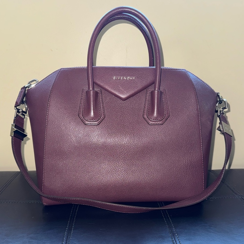 Givenchy Medium Antigona Bag Oxblood Leather Satchel Tote Shoulder Bag